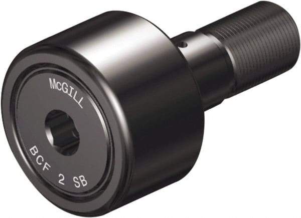 McGill - 1-1/4" Roller Diam x 3/4" Width, 7/16" Stud Diam x 1-1/4" Length, Sealed Self Lubricating Stud Cam Follower with Nonmetallic Bushing and Hex - Steel, 5/8" Thread Length, 1/2-20 Thread, 2.03" OAL - A1 Tooling