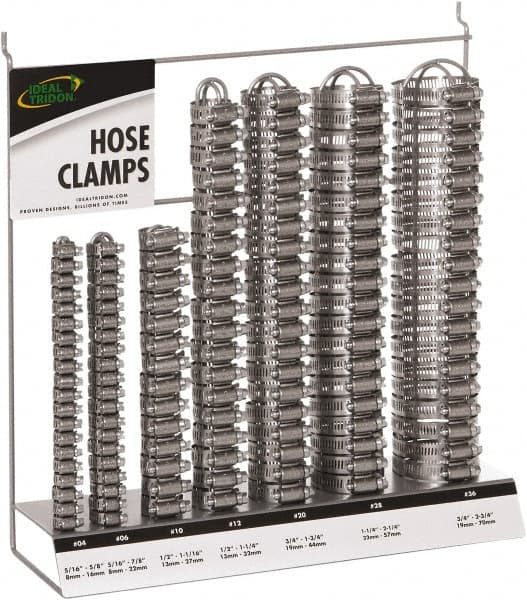 IDEAL TRIDON - 130 Piece, 5/16 to 2-3/4" Diam, Worm Drive Clamp Set - 20 Micro 4, 20 Micro 6, 10 Size 10, 20 Size 12, 20 Size 20, 20 Size 28, 20 Size 36 - A1 Tooling