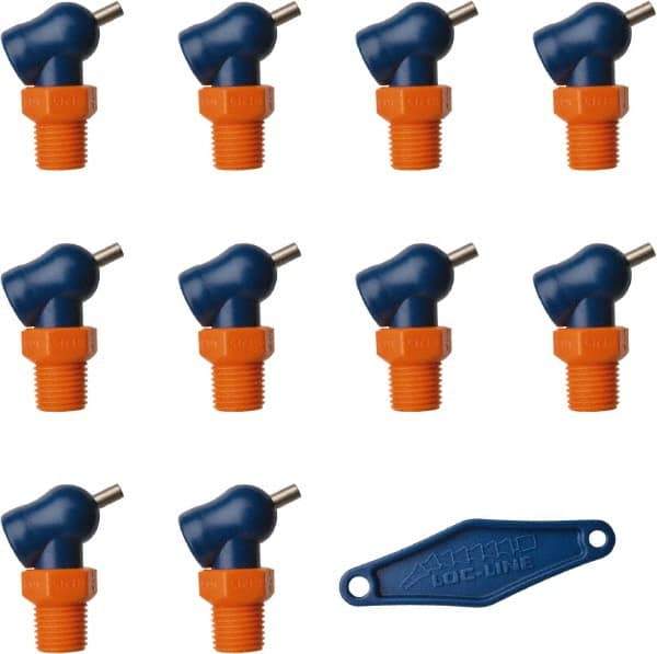 Loc-Line - 1/4" Hose Inside Diam, High-Pressure Coolant Hose Nozzle - NPT, for Use with Loc-Line Modular Hose System, 10 Pieces - A1 Tooling