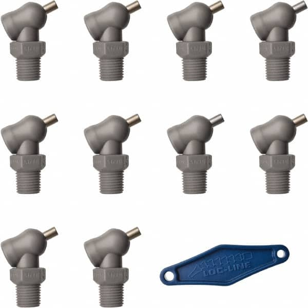 Loc-Line - 1/4" Hose Inside Diam x 5/32" Nozzle Diam, High-Pressure Coolant Hose Nozzle - NPT, for Use with Loc-Line Modular Hose System, 10 Pieces - A1 Tooling