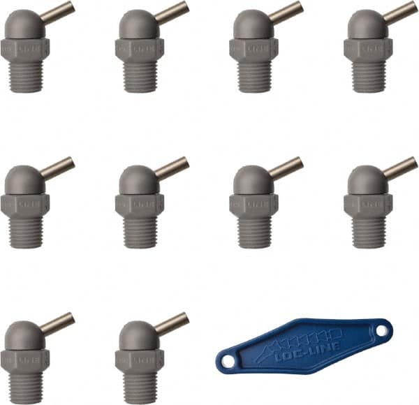 Loc-Line - 1/4" Hose Inside Diam x 5/32" Nozzle Diam, High-Pressure Coolant Hose Nozzle - NPT, for Use with Loc-Line Modular Hose System, 10 Pieces - A1 Tooling