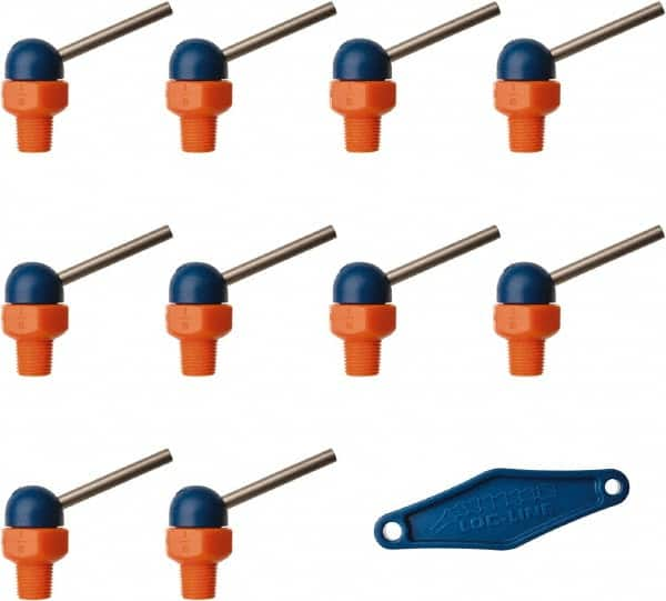 Loc-Line - 1/8" Hose Inside Diam, High-Pressure Coolant Hose Nozzle - NPT, for Use with Loc-Line Modular Hose System, 10 Pieces - A1 Tooling