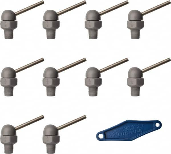 Loc-Line - 1/8" Hose Inside Diam, High-Pressure Coolant Hose Nozzle - NPT, for Use with Loc-Line Modular Hose System, 10 Pieces - A1 Tooling