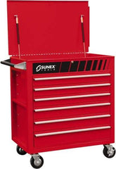 Sunex Tools - 600 Lb Capacity, 34-1/2" Wide x 20" Long x 39-1/2" High Service Cart - 6 Shelf, Steel, Heavy-Duty Casters - A1 Tooling