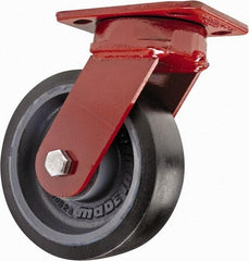 Hamilton - 6" Diam x 2" Wide x 7-1/2" OAH Top Plate Mount Swivel Caster with Brake - Polyurethane, 1,560 Lb Capacity, Sealed Precision Ball Bearing, 4 x 5" Plate - A1 Tooling