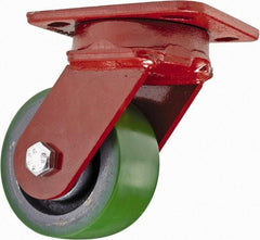 Hamilton - 4" Diam x 2" Wide x 5-5/8" OAH Top Plate Mount Swivel Caster - Polyurethane, 750 Lb Capacity, Sealed Precision Ball Bearing, 4 x 5" Plate - A1 Tooling