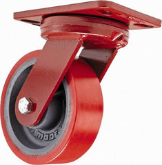 Hamilton - 6" Diam x 2" Wide x 7-3/4" OAH Top Plate Mount Swivel Caster - Polyurethane, 1,400 Lb Capacity, Sealed Precision Ball Bearing, 4-1/2 x 6-1/2" Plate - A1 Tooling