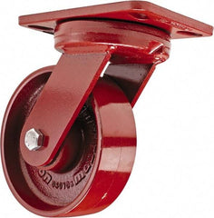 Hamilton - 6" Diam x 2" Wide x 7-3/4" OAH Top Plate Mount Swivel Caster - Steel, 1,400 Lb Capacity, Sealed Precision Ball Bearing, 4-1/2 x 6-1/2" Plate - A1 Tooling