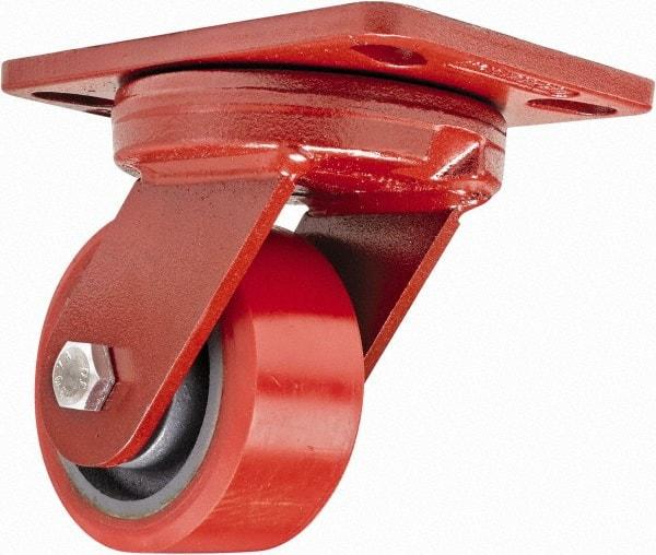 Hamilton - 4" Diam x 2" Wide x 5-5/8" OAH Top Plate Mount Swivel Caster - Polyurethane, 900 Lb Capacity, Sealed Precision Ball Bearing, 4-1/2 x 6-1/2" Plate - A1 Tooling