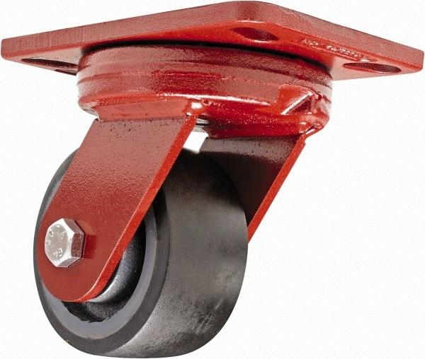 Hamilton - 4" Diam x 2" Wide x 5-5/8" OAH Top Plate Mount Swivel Caster - Polyurethane, 975 Lb Capacity, Sealed Precision Ball Bearing, 4-1/2 x 6-1/2" Plate - A1 Tooling