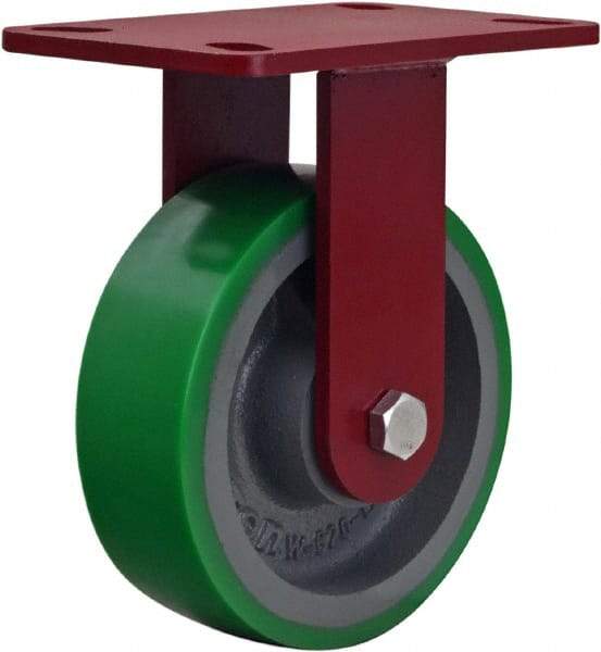 Hamilton - 6" Diam x 2" Wide x 7-1/2" OAH Top Plate Mount Rigid Caster - Polyurethane, 1,200 Lb Capacity, Sealed Precision Ball Bearing, 4 x 4-1/2" Plate - A1 Tooling