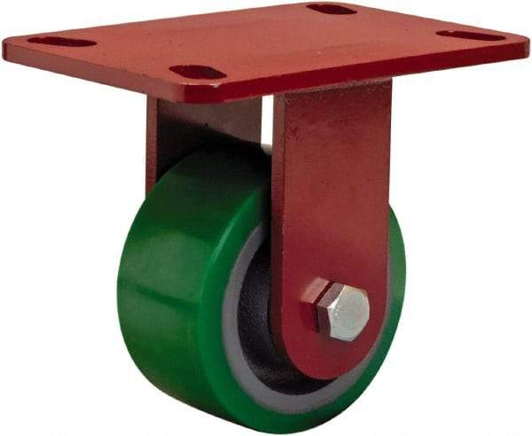 Hamilton - 4" Diam x 2" Wide x 5-5/8" OAH Top Plate Mount Rigid Caster - Polyurethane, 750 Lb Capacity, Sealed Precision Ball Bearing, 4 x 4-1/2" Plate - A1 Tooling