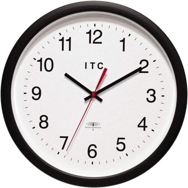 Infinity Insttruments - 13-3/4 Inch Diameter, White Face, Dial Wall Clock - Analog Display, Black Case, Runs on AA Battery - A1 Tooling