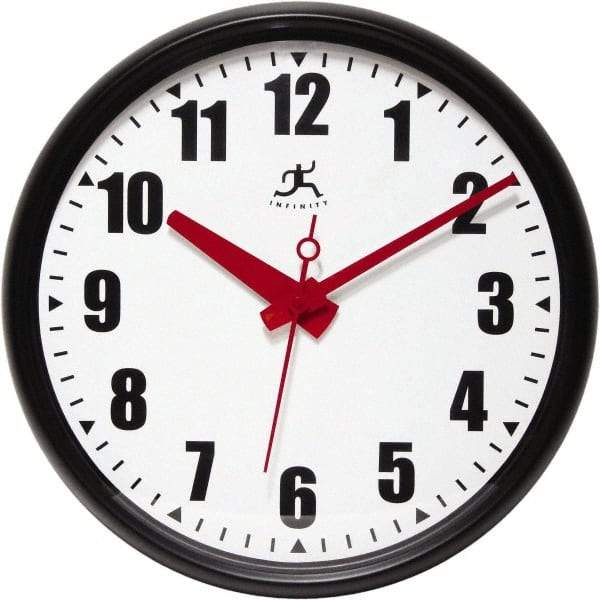 Infinity Insttruments - 13-1/2 Inch Diameter, White Face, Dial Wall Clock - Analog Display, Black Case, Runs on AA Battery - A1 Tooling