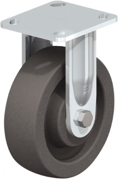 Rigid Top Plate Caster: Nylon, 6-5/16″ Wheel Dia, 2″ Wheel Width, 1,250 lb Capacity, 7-7/8″ OAH Nylon, 1,250 Lb Capacity, Ball Bearing, 4 x 4-1/2″ Plate