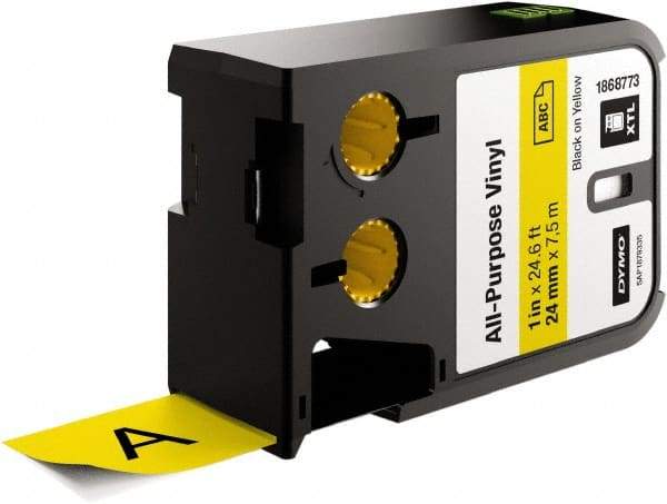 Dymo - 1" Wide x 276" Long, Black on Yellow Vinyl Cartridge - For DYMO XTL Printers 1868813, 1868814, 1868815 - A1 Tooling