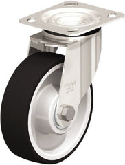 Swivel Top Plate Caster: Polyurethane, 6″ Wheel Dia, 1-3/4″ Wheel Width, 660 lb Capacity, 7-1/2″ OAH Polyurethane, 660 Lb Capacity, Ball Bearing, 4 x 4-1/2″ Plate