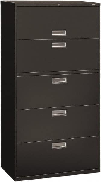 Hon - 36" Wide x 67" High x 19-1/4" Deep, 5 Drawer Roll-Out, Roll-Out Posting - Steel, Charcoal - A1 Tooling