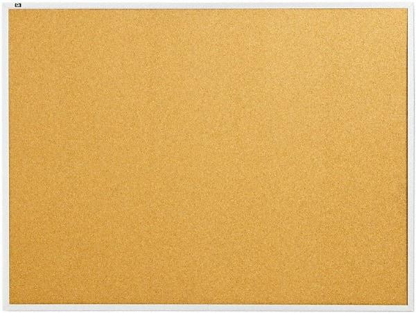 Quartet - 48" Wide x 36" High Open Cork Bulletin Board - Natural Cork over Fiberboard, Aluminum Frame - A1 Tooling