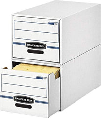 BANKERS BOX - 1 Compartment, 12 Inch Wide x 23 Inch Deep x 10 Inch High, File Storage Box - Corrugated, White and Blue - A1 Tooling