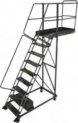 Ballymore - 106" 7 Step Cantilever Ladder - Rolling Safety Ladder, 300 Lb Capacity, 70" Platform Height, 32" Base Width x 52" Base Depth, Serrated - A1 Tooling