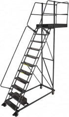 Ballymore - 152" 11 Step Cantilever Ladder - Rolling Work Platform, 300 Lb Capacity, 110" Platform Height, 32" Base Width x 77" Base Depth, Perforated Tread - A1 Tooling