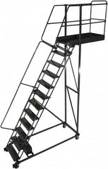 Ballymore - 162" 12 Step Cantilever Ladder - Rolling Work Platform, 300 Lb Capacity, 120" Platform Height, 32" Base Width x 84" Base Depth, Perforated Tread - A1 Tooling