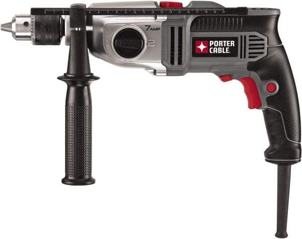 Porter-Cable - 120 Volt 1/2" Keyed Chuck Electric Hammer Drill - 0 to 52,700 BPM, 0 to 1,100 & 0 to 3,100 RPM, Reversible, Mid-Handle - A1 Tooling