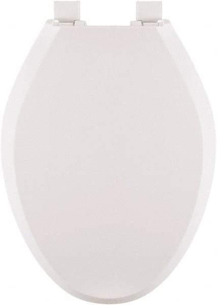 CENTOCO - 18.6 Inch Long, 1-3/4 Inch Inside Width, Polypropylene, Elongated, Closed Front with Cover, Toilet Seat - 14 Inch Outside Width, Residential Installation, White - A1 Tooling