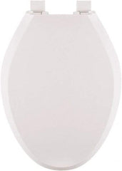 CENTOCO - 18.6 Inch Long, 1-3/4 Inch Inside Width, Polypropylene, Elongated, Closed Front with Cover, Toilet Seat - 14 Inch Outside Width, Residential Installation, White - A1 Tooling