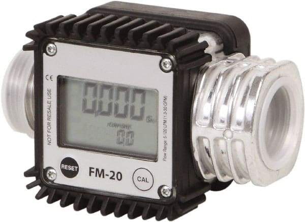 PRO-LUBE - 1" NPT Port Electronic Digital Flowmeter & Totalizer - 300 Max psi, 1.3 to 32 GPM, Aluminum - A1 Tooling