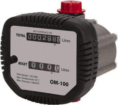 PRO-LUBE - 1/2" FNPT Port Oval Gear Flowmeter with Local Display - 1000 Max psi, 0.3 to 8 GPM, Aluminum - A1 Tooling