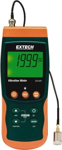 Extech - 10Hz to 1kHz (mm), LCD Vibration Meter Datalogger - 6 AA Batteries - A1 Tooling