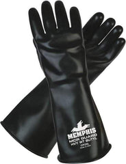 MCR Safety - Size S (7), 14" Long, 25 mil Thick, Butyl Chemical Resistant Gloves - Smooth Finish, Black - A1 Tooling