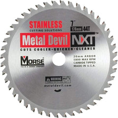 M.K. MORSE - 7" Diam, 20mm Arbor Hole Diam, 44 Tooth Wet & Dry Cut Saw Blade - Carbide-Tipped, Clean Action, Standard Round Arbor - A1 Tooling