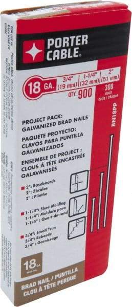 Porter-Cable - 18 Gauge 2" Long Brad Nails for Power Nailers - Steel, Galvanized Finish, Smooth Shank, Straight Stick Collation, Brad Head, Chisel Point - A1 Tooling