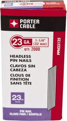 Porter-Cable - 23 Gauge 1-1/4" Long Pin Nails for Power Nailers - Steel, Galvanized Finish, Smooth Shank, Straight Stick Collation, Chisel Point - A1 Tooling