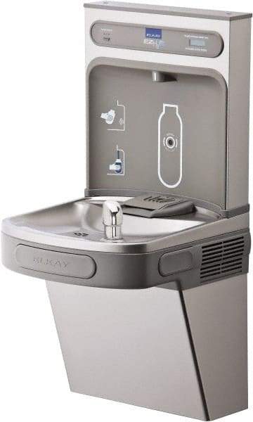 ELKAY - 8 GPH Cooling Capacity Barrier Free Wall Mounted Water Cooler & Fountain - Bottle Filling, 20 to 105 psi, 0.20 hp, Stainless Steel - A1 Tooling