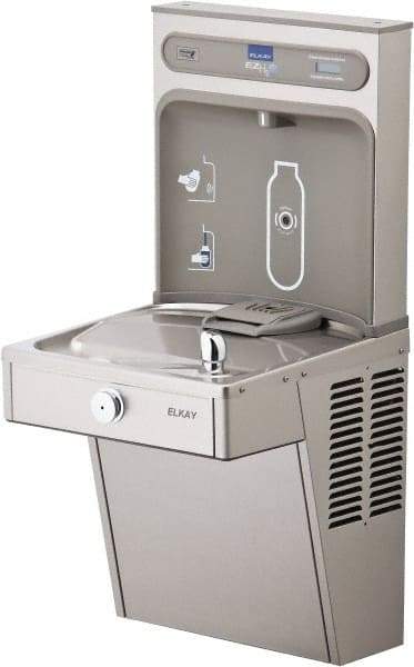 ELKAY - 8 GPH Cooling Capacity Barrier Free Wall Mounted Water Cooler & Fountain - Bottle Filling, 20 to 105 psi, 0.20 hp, Stainless Steel - A1 Tooling