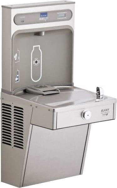 ELKAY - 8 GPH Cooling Capacity Barrier Free Wall Mounted Water Cooler & Fountain - Bottle Filling, 20 to 105 psi, 0.20 hp, Stainless Steel - A1 Tooling