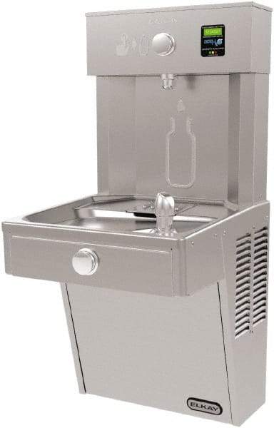 ELKAY - 8 GPH Cooling Capacity Barrier Free Wall Mounted Water Cooler & Fountain - Bottle Filling, 20 to 105 psi, 0.20 hp, Stainless Steel - A1 Tooling