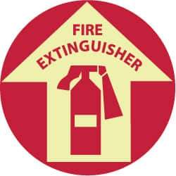 NMC - Fire Extinguisher, Anti-Skid Polyester Floor Sign - Round, Red on Glow (Yellow), Adhesive Backed, For Fire - A1 Tooling