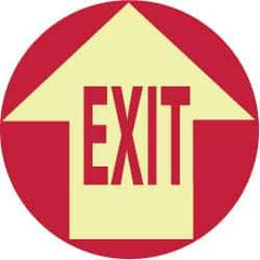 NMC - Exit, Anti-Skid Polyester Floor Sign - Round, Red on Glow (Yellow), Adhesive Backed, For Exit, Entrance & Directional - A1 Tooling