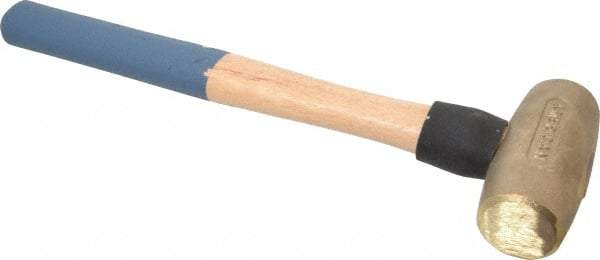 American Hammer - 4 Lb Head 1-5/8" Face Bronze Nonmarring Hammer - 16" OAL, Wood Handle - A1 Tooling