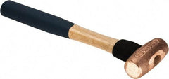 American Hammer - 1-1/2 Lb Nonsparking Copper Head Hammer - 12" OAL, 2-3/4" Head Length, 1-3/8" Face Diam, 12" Hickory Handle - A1 Tooling