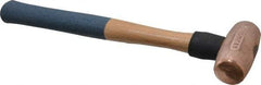 American Hammer - 3 Lb Nonsparking Copper Head Hammer - 15" OAL, 4" Head Length, 1-1/2" Face Diam, 15" Hickory Handle - A1 Tooling