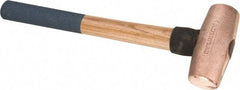 American Hammer - 5 Lb Nonsparking Copper Head Hammer - 16" OAL, 5" Head Length, 1-3/4" Face Diam, 16" Hickory Handle - A1 Tooling