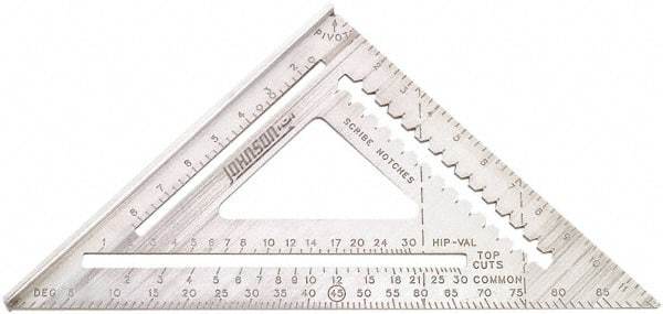 Johnson Level & Tool - 12" Blade Length x 12" Base Length, Powder Coated Finish, Aluminum Rafter Square - 1/4" Graduation - A1 Tooling