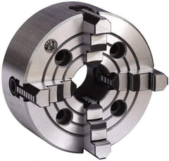 Gibraltar - 4 Jaws, 8" Diam, Independent Manual Lathe Chuck - Plain Back Mount Spindle, Reversible, 2,000 Max RPM, 2.2047" Through Hole Diam, Cast Iron - A1 Tooling