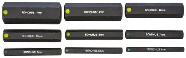 Bondhus - 9 Piece Hex Drive Bit Set - Hex Point - A1 Tooling